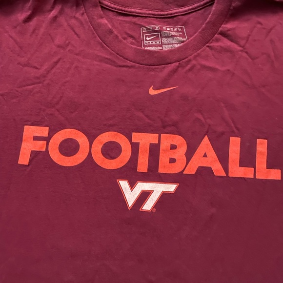 NIKE VA TECH HOKIES TEAM ISSUE FOOTBALL T SHIRT - Picture 3 of 6